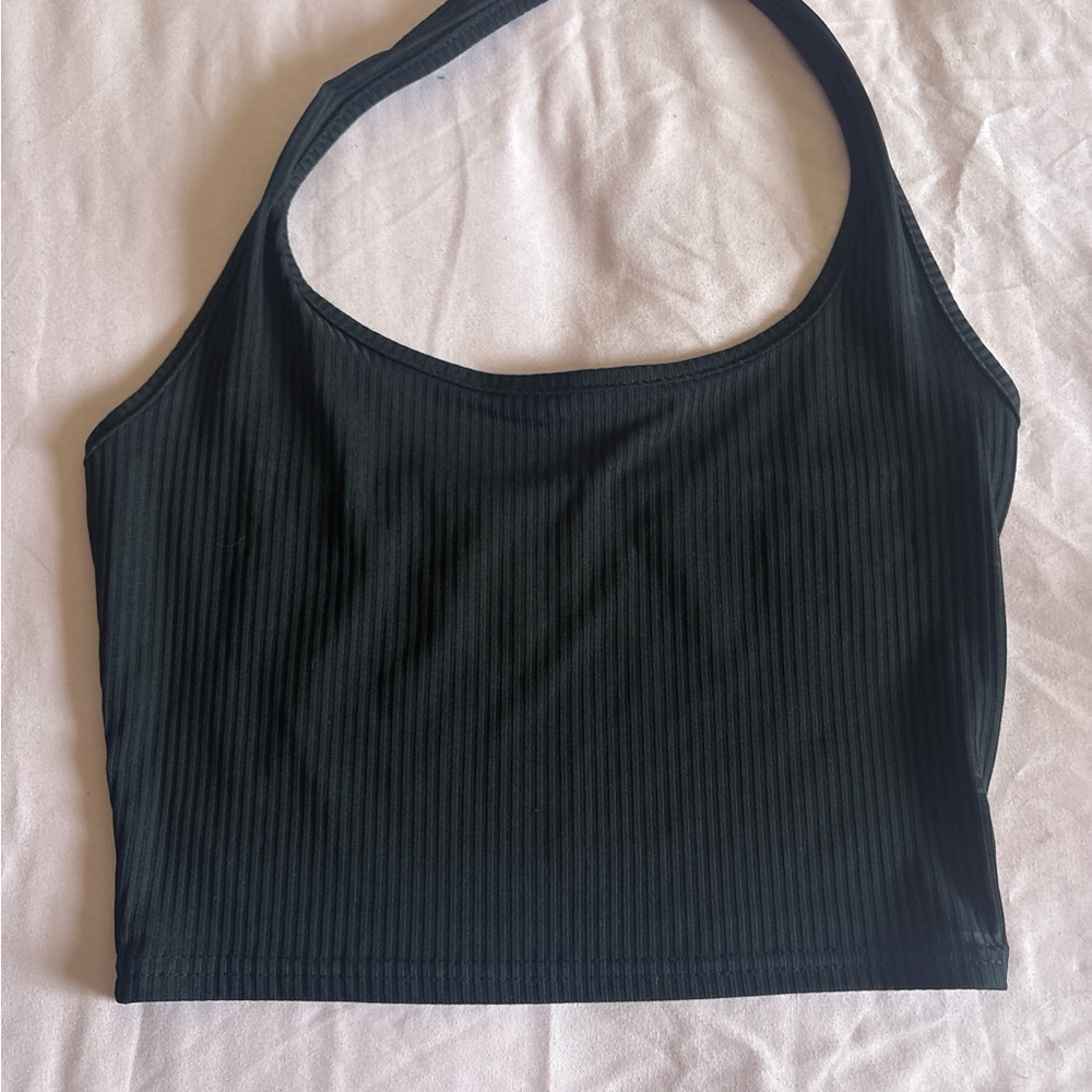 SHEIN Black Ribbed Crop Top